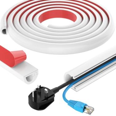 Imagem de Escondedor de cabo de parede de 192 cm, capa de cabo autoadesivo de silicone, capas de fio flexíveis para cabos, corretivo de cabos para fios L0,149 cm A2 cm A 0,99 cm, branco