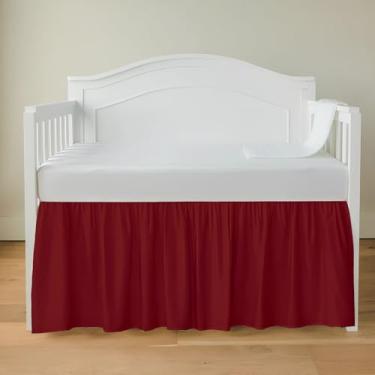 Imagem de Saia para cama de berço de luxo 71 cm x 132 cm com queda de 35 cm, macia e respirável, com babados, serve para berços e crianças pequenas, tecido de microfibra, babados, saia para bebês meninos ou