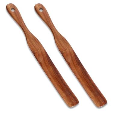 Imagem de Espátula fina de madeira de 28 cm para misturador de massa fermentada, espátula de agitação de pão, utensílio de madeira, palito de agitação plano, espátulas de pão para cozinhar massa, espalhar