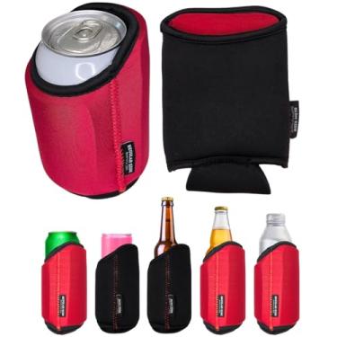 Imagem de TahoeBay Universal Blank Can Coolers (Pacote Com 8) Mangas Isoladas De Neoprene 4 Em 1 Para Latas E Garrafas Cerveja 12 Oz, Finas, Bebidas 16 Água, Blanks Sublimação, Vinil, Dtf (Vermelho/Preto)