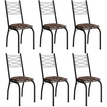 Imagem de Kit 6 Cadeiras Aço Carbono Tubular Metálica Acabamento D-25 Luana