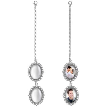 Imagem de 2 Unidades Pingente De Porta-retratos Colar De Sublimação Em Branco Com Corrente Charme De Formatura Bandeja De Configuração De Pingente De Graduação Acessórios Foto Liga