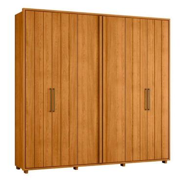 Imagem de Guarda-roupa Casal Miró Ripado Com Escada 6 Portas 4 Gavetas - 7 Decor Cinamomo