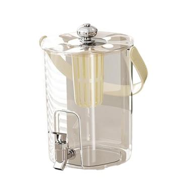 Imagem de ＫＬＫＣＭＳ Dispensador de bebidas para geladeira, jarra de água fria com, infusor de chá de limonada de 5 litros, chaleira fria com para, Creme Branco