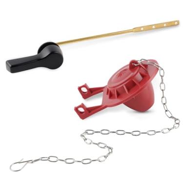 Imagem de Hibbent Kit de substituição de alça de vaso sanitário universal de montagem frontal com melindrosa universal de 5 cm, correntes de melindrosa de aço inoxidável, alavanca de viagem de vaso sanitário