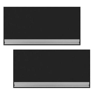 Imagem de Kit 02 Armários Aéreo Geladeira Cozinha 60Cm 01 Porta Preto - AJL MÓVE