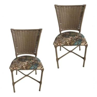 Imagem de 2 Cadeiras Vivara Mesa Jantar Estofada Cozinha Fibra Sintética Areia A