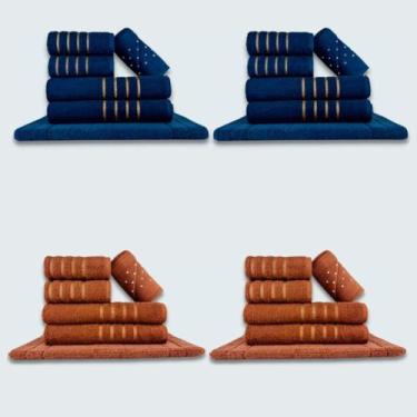 Imagem de Jogo De Toalhas 24 Ps Coleo Montreal 100% Algodo Az+mr - Toalhas Beka