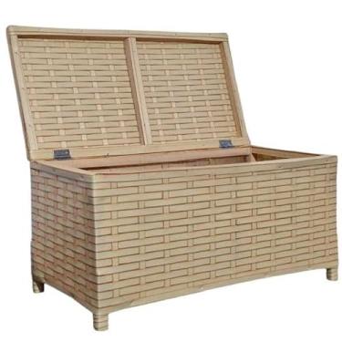 Imagem de Baú Horizontal Organizador de Brinquedos 45L – Caixa Cesto em Fibra Sintética com Fita 60x30x30 cm(vime)