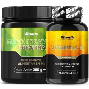 Imagem de Creatina Pura 250g Monohidratada + Vitamina D 75 Caps Growth