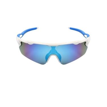 Imagem de Óculos De Sol Esportivo Ciclismo Proteção Kit Polarizado Original Baixa Pace Pedal Bike Beach Tennis Ftv Corrida UV400 Unissex - Modelo Race - Cacife Brand (Branco Azul Espelhado)