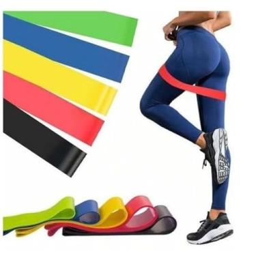 Imagem de Kit 5 Faixas Elásticas Super Mini Band - Para Fisioterapia Treino Exercícios Alongamento Yoga Pilates Em Casa + Academia Faixa Super Resistente Condicionamento Físico Relaxamento Perda de Peso