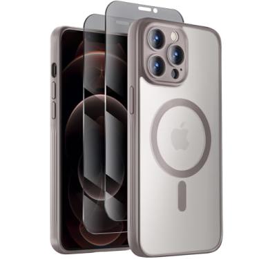 Imagem de Symcele Capa projetada para iPhone 12 Pro Max, compatível com MagSafe, com protetores de tela de privacidade X2, [proteção da câmera] [proteção contra quedas de 15 pés] capa de telefone à prova de