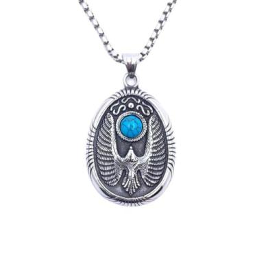 Imagem de Vanesseva Colar masculino com pingente de águia viking - pingente turquesa de aço inoxidável 316L, joia de animal punk rock hip hop presente