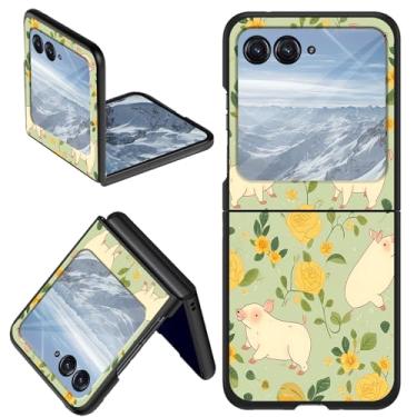 Imagem de DHYYDSQZ Capa para celular Motorola Moto Razr 2024 para Moto Razr 50, design de flores de porco, fina, rígida, antiarranhões, à prova de choque, capa protetora para Moto Razr 2024/Moto Razr 50 5G