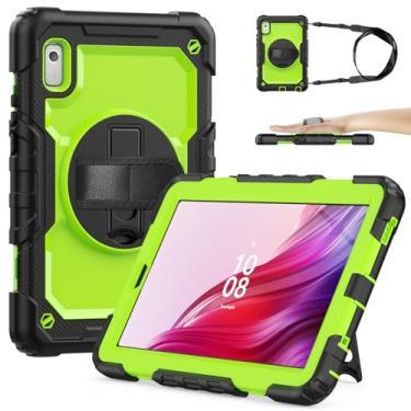 Imagem de SIBEITU Capa compatível com Lenovo Tab M9 TB-310FU 2023 com suporte de caneta protetora de tela, capa de proteção de três camadas à prova de quedas de 23 cm com suporte e alça de rotação de 360° para