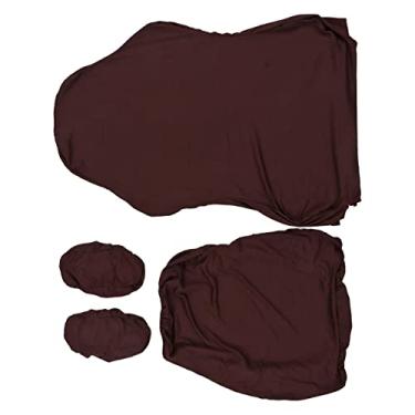 Imagem de Hilitand Capa de Cadeira de Computador Respirável de Alta Resiliência Tampa de Cor Pura para o Escritório Em Casa 2pcs Conjunto (Café escuro)