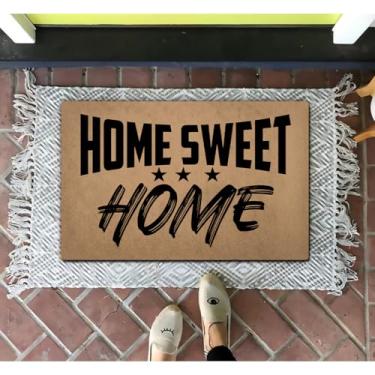 Imagem de ZHAOFLY Capacho engraçado de boas-vindas para tapete de porta da frente, tapetes de presente para decoração de casa de entrada (60 cm x 39,6 cm) (Home Sweet Home)