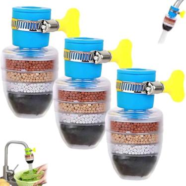 Imagem de Hailnrothwad Magic Charcoal Water Filter,2025 New 6 Layer Carbon Water Filter Faucet,Water Saving And Providing Strong Waters Pressure,For Kitchen Sink For 1/2inch - 3/4inch Faucet (Blue*3)