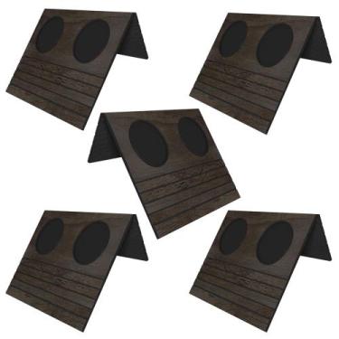 Imagem de Kit 05 Esteiras Bandeja Com Suporte Para Copos Para Sofá MDF Tabaco G2