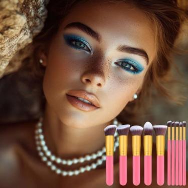 Imagem de Kit 10 peças pincel kabuki precisão -Conjunto de Maquiagem para Sombra