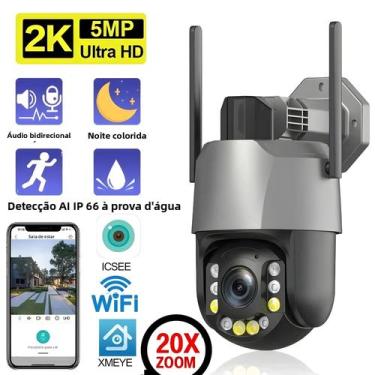 Imagem de Câmera PTZ WIFI Com Zoom 20X 5MP Áudio Bidirecional 120M Distância IR 