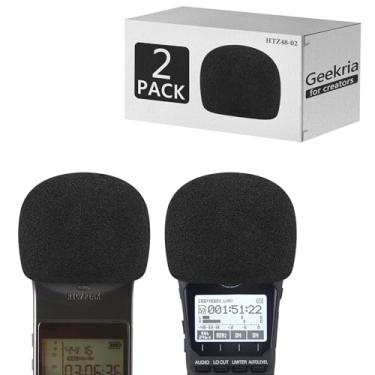 Imagem de Geekria Para Creators Espuma Para-brisas Compatível com Gravador ZOOM H1, Capa de Vento de Microfone, Filtro de Esponja, Gravador Digital Portátil (Preto/Pacote com 2)