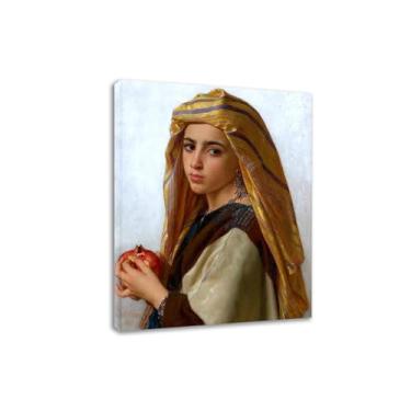Imagem de LXURY Bouguereau.Menina com uma romã. Reprodução de pinturas famosas. Arte de parede em tela. Pôsteres e impressões. Imagem para decoração de casa 80 x 104 cm Moldura interna
