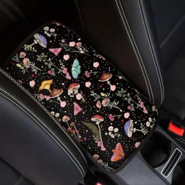 Imagem de FUIBENG Capa de almofada de apoio de braço para console central de carro macio protetor de caixa de assento de carro protetor de acessórios interiores de carro decoração de acessórios de carro