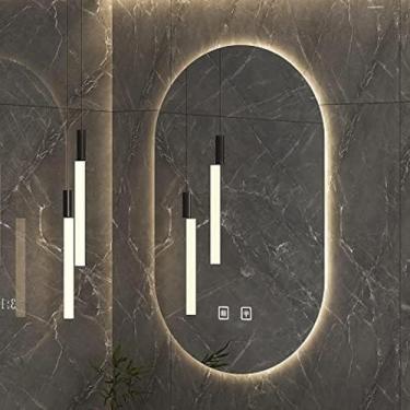 Imagem de Espelho De Banheiro Oval De 24x36 Polegadas, Espelho Retroiluminado Por Led, Espelho De Maquiagem Antiembaçante, Espelho De Vaidade Regulável De 3 Cores à, Front Lighted, 20x36in/50x90cm