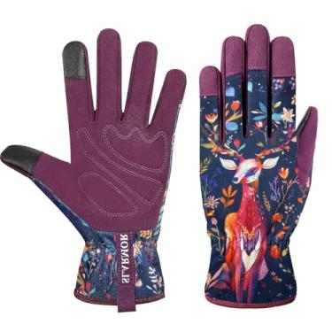 Imagem de SLARMOR Luvas De Couro Para Jardinagem Femininas - Trabalho À Prova Espinhos Com Tela Sensível Ao Toque Capinar, Cavar, Plantar, Podar E Jardim Tamanho Médio