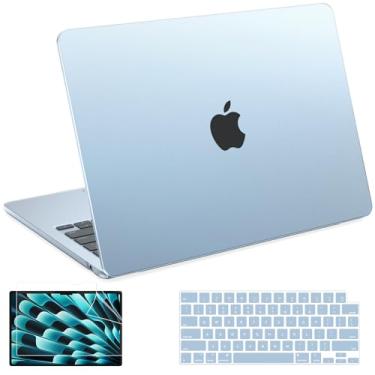 Imagem de B BELK Capa compatível com MacBook Air de 15 polegadas 2025 2024, [cor 100% oficial] Capa para MacBook Air 15 M4 M3 A3241 A3114 A2941 M2 (2023 2022), capa rígida resistente + capa de tela e teclado