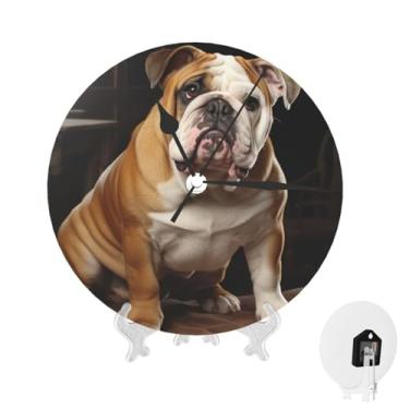 Imagem de GlbnSHeric Relógio de parede silencioso sem tique-taque, relógio de parede buldogue inglês, relógio analógico para banheiro, decorativo, redondo, moderno, decoração de parede, relógio para casa