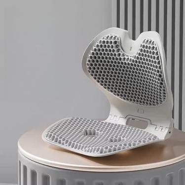 Imagem de Xiamenzcx Almofada dobrável de suporte lombar - almofada de gel de favo de mel, dispositivo portátil para alívio da dor nas costas, adequada para cadeiras de escritório, carros e cadeiras de rodas