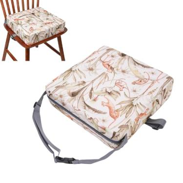 Imagem de Asixxsix Almofada do assento do booster da criança para mesa de jantar, Viagem portátil anti-deslizamento aumentando almofada de reforço com correias de elasticidade e fivelas de (Macaco de longa armadilha)