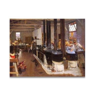 Imagem de LKXGRRSFG Ordnance Officer'S Kitchen John Lavery Irish Realist Portrait & War Scenes Impressão em tela – Arte de parede de casa vintage 39,9 x 52 cm sem moldura