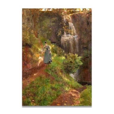 Imagem de LKXGRRSFG Waterfall: The Glen John Lavery Irish Realist Portrait & War Scenes Impressão em tela – Arte de parede vintage para casa 39,98 x 55,88 cm sem moldura
