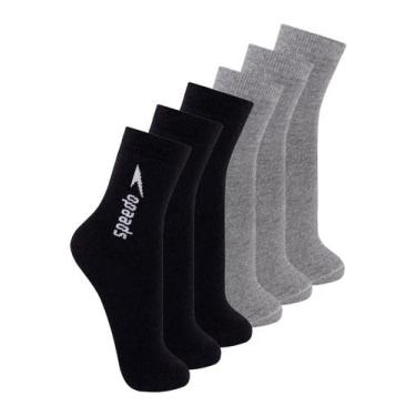 Imagem de Kit com 6 Pares de Meias Esportiva Cano Médio Speedo 8032 Colorido, Ci