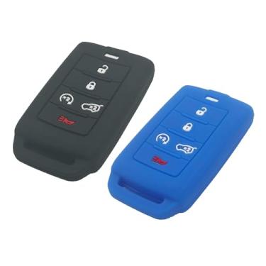 Imagem de LemSa 2 peças de silicone com 5 botões, capa de chaveiro, controle remoto, bolsa de entrada sem chave para Jeep Grand Cherokee L 2021 2022 2023 2024 Jeep Grand Cherokee L Grand Wagoneer L M3NWXFOB1