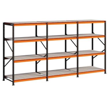 Imagem de Porta Pallet 3000kg 1 Inicial 2 Continuações 200x120x60 4 Níveis Com Bandeja de Aço MPP250 Amapá