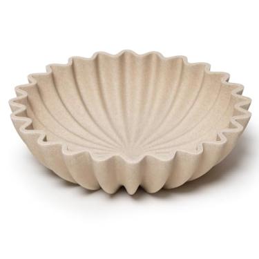 Imagem de Tigela de frutas grande decorativa para decoração de casa tigela de chave de artesanato moderno para mesa de entrada com babados centro de mesa elegante para balcão de cozinha mesa de café (pedra