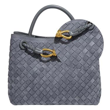 Imagem de Bolsa feminina de camurça, tecido de camurça, Hobo, bolsa tiracolo de couro, bolsa de ombro, Camurça cinza