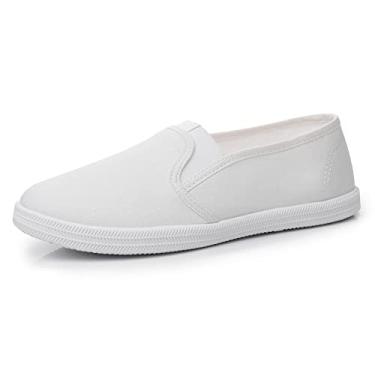 Imagem de VenusCelia Tênis feminino Fortius Canvas Slip-On (tamanho 34, branco), Branco, 5.5