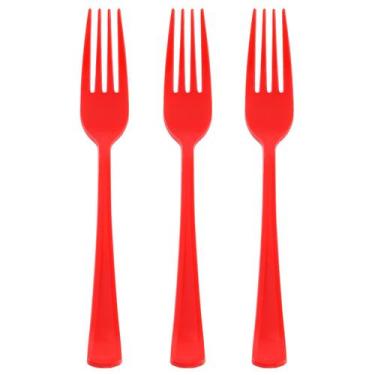 Imagem de Garfos de plástico descartáveis Joy Akkess Red 50 unidades