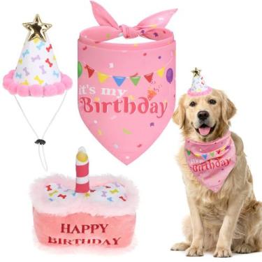 Imagem de Roupa de aniversário para cães EXPAWLORER, chapéu fofo, bandana, cache