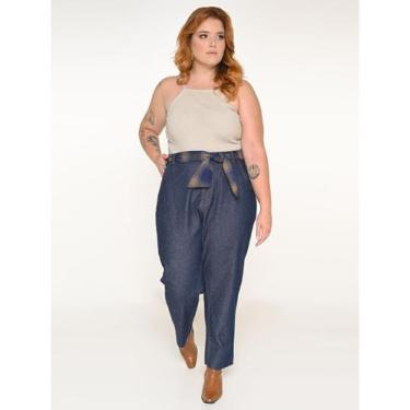 Imagem de Calça Feminina Jeans Plus Mom Com Passante Deslocado Razon Jeans, 48