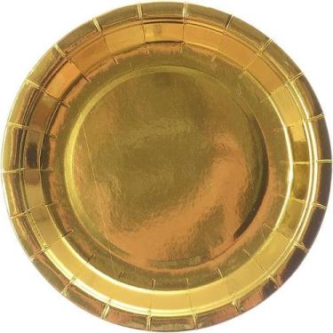 Imagem de Kit 50 Pratos Sobremesa 18cm Descartáveis de Luxo em Papel Para Festa 