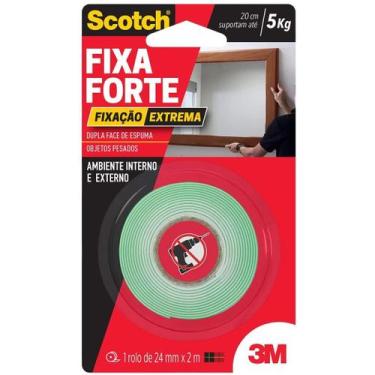 Imagem de Fita 3M dupla face fixa forte espuma 5Kg 24mmx2m