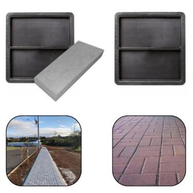 Imagem de 3 Molde Base Plastica Dupla 20x10x1,5 Tijolinho Concreto Cimento Piso 