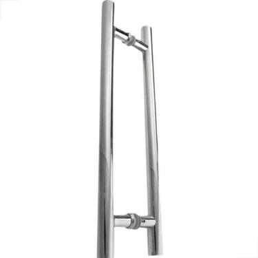 Imagem de Puxador H Aluminio 600x400 Portas Vidro Madeira Cromado - Fast Vidros